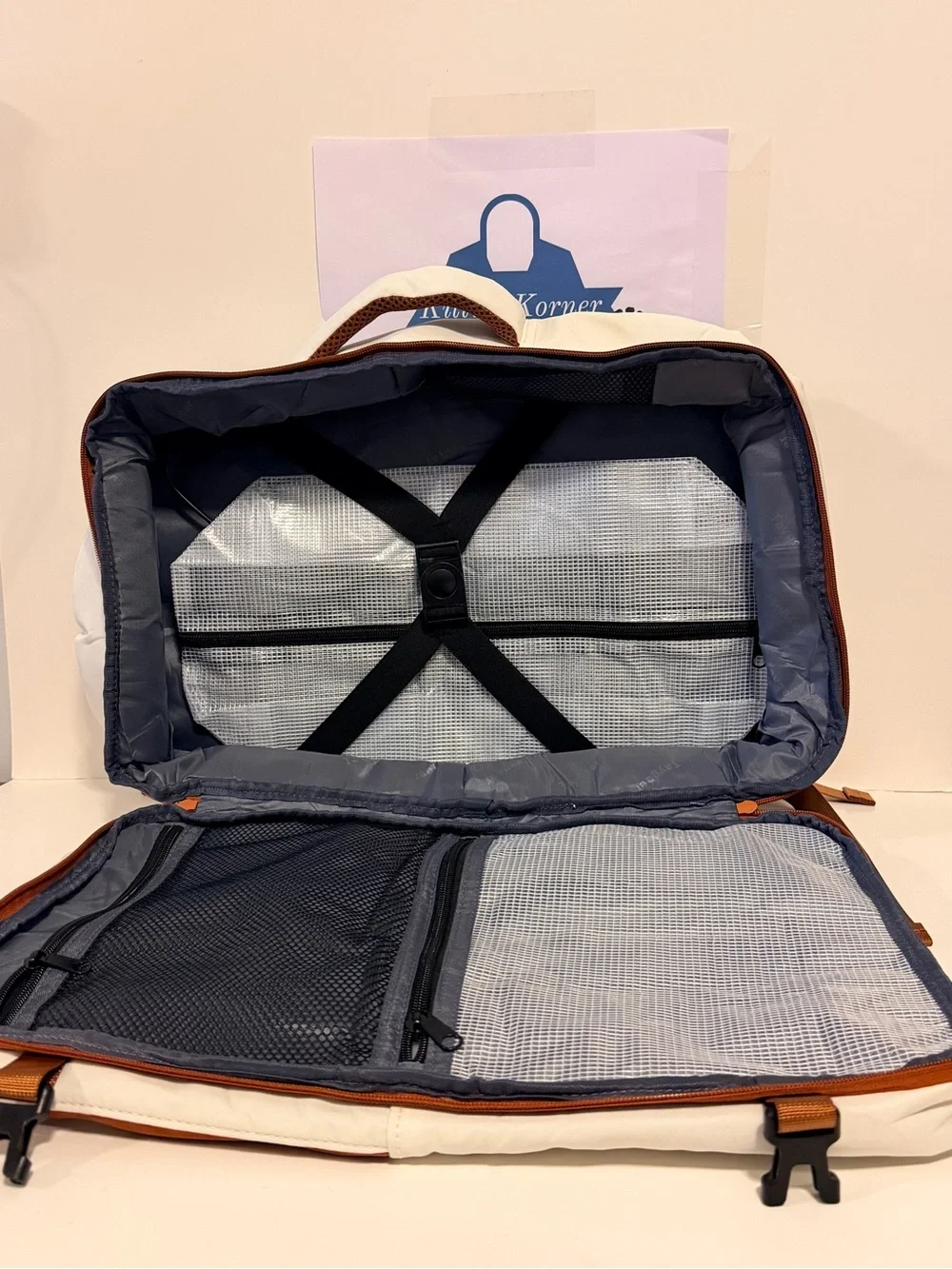 NWT Taygeer Cream and Brown Laptop Travel Backpack